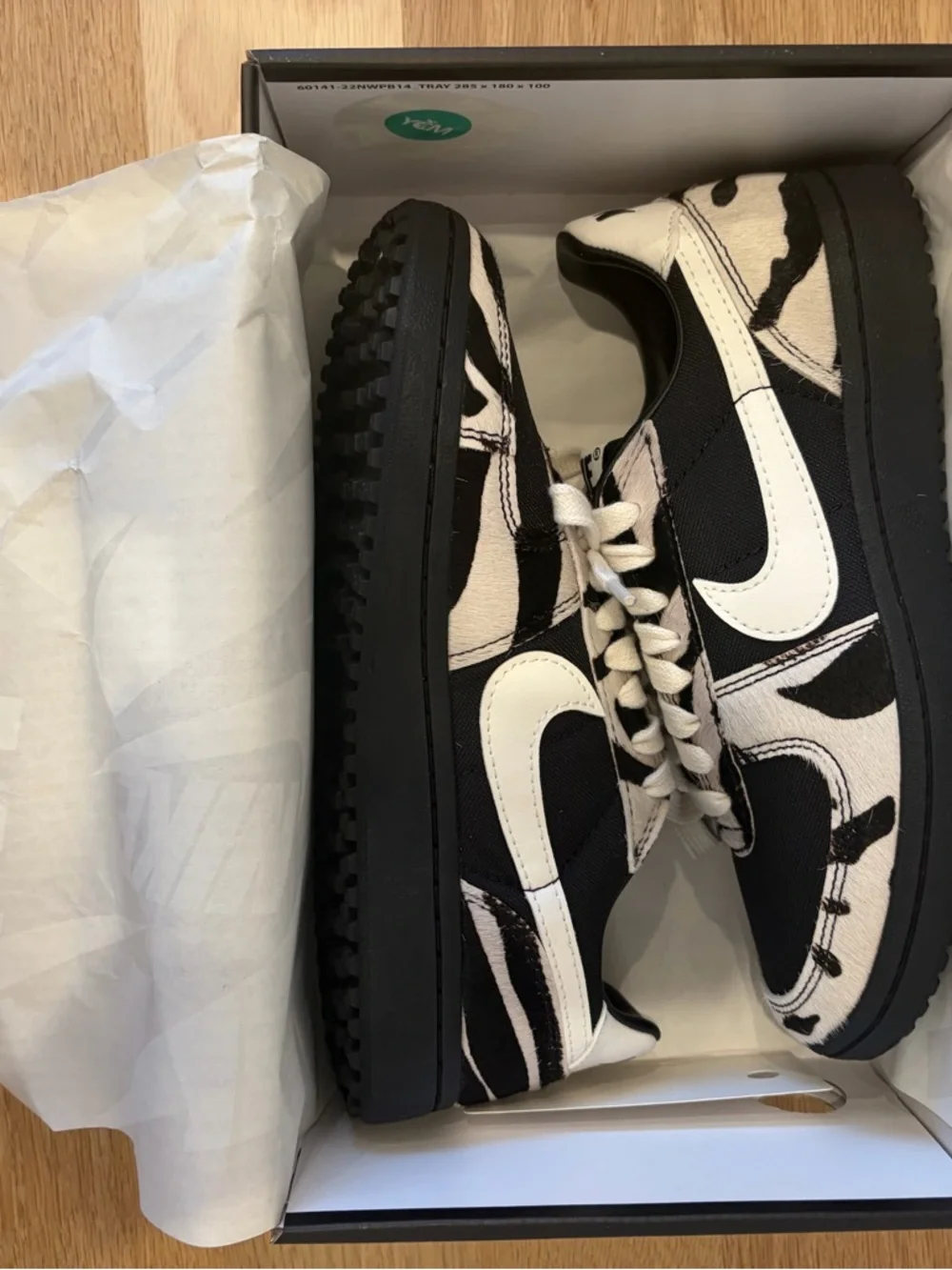 NWT Nike Field General Black & White Zebra-Print Hair Calf Low Top Sneaker